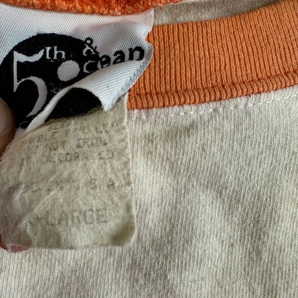 VINTAGE Sunset Marina Florida Shirt Mens Extra Large White 5th & Ocean FLAW - Picture 6 of 12